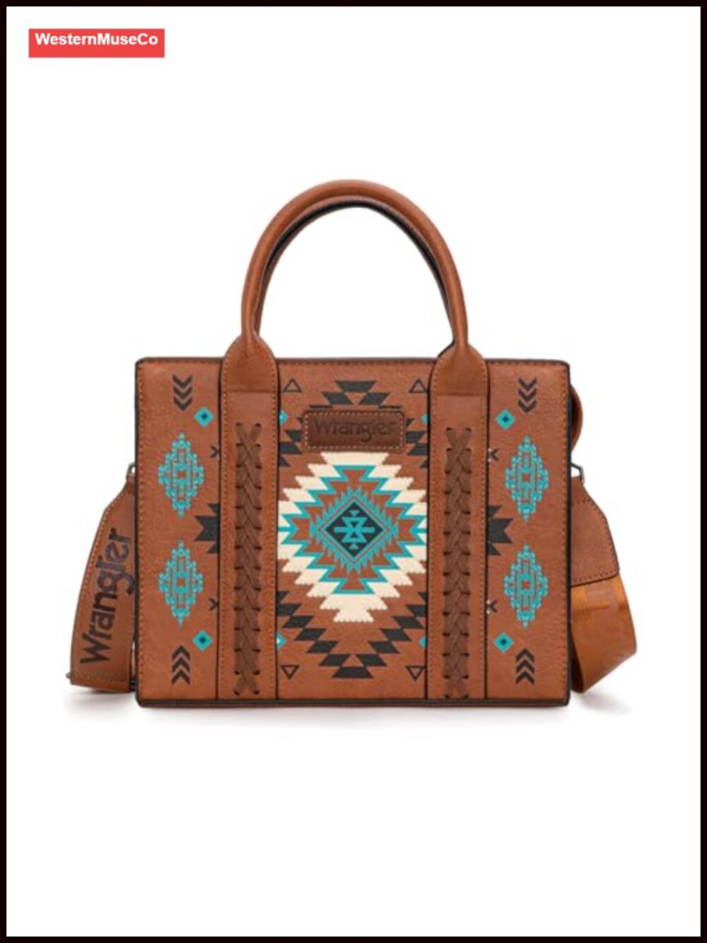 Wrangler Floral Print Braided Tote Purse Western Handbag Adjustable Strap